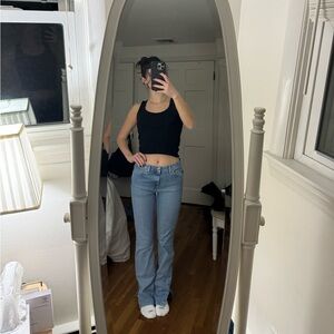 Mid/low rise split hem jeans